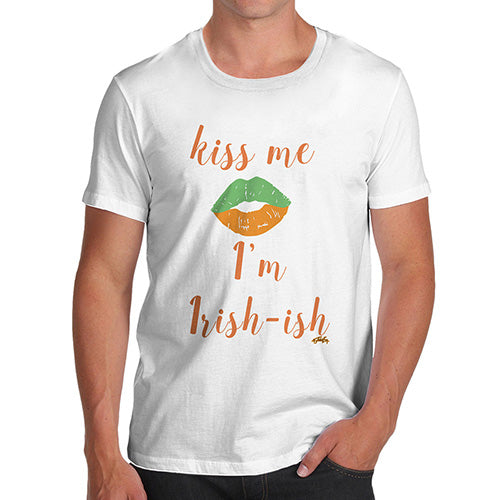 Funny Tshirts For Men Kiss Me I'm Irish-ish Men's T-Shirt X-Large White