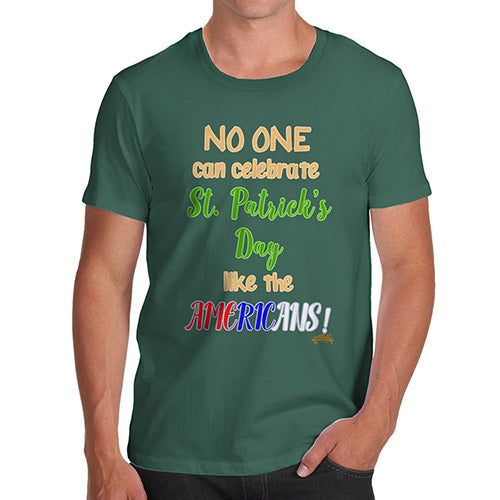 Funny Tee For Men American St Patrick's Day Men's T-Shirt Large Bottle Green