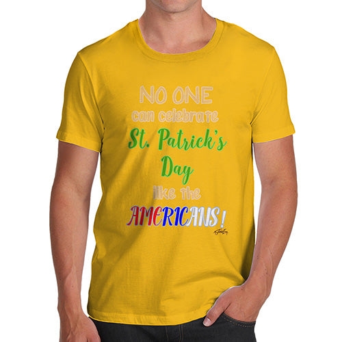 Funny T Shirts For Dad American St Patrick's Day Men's T-Shirt X-Large Yellow