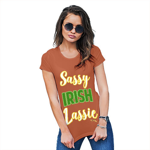 Womens Funny Sarcasm T Shirt Sassy Irish Lassie Women's T-Shirt Small Orange