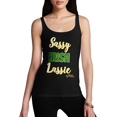 Funny Tank Top For Mom Sassy Irish Lassie Women's Tank Top Large Black