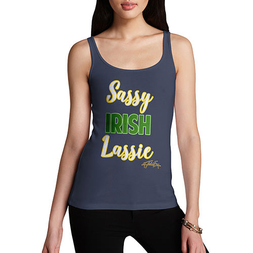 Womens Funny Tank Top Sassy Irish Lassie Women's Tank Top Small Navy