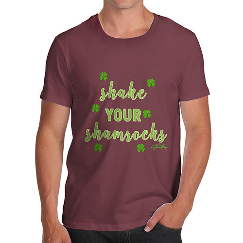 Mens Novelty T Shirt Christmas Shake Your Shamrocks Green Men's T-Shirt Small Burgundy