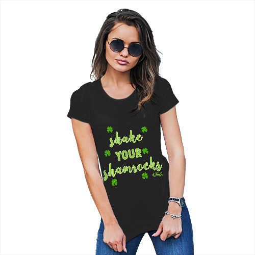 Funny Tee Shirts For Women Shake Your Shamrocks Green Women's T-Shirt X-Large Black