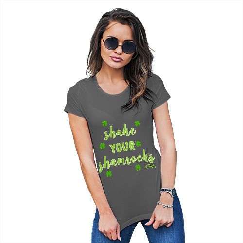 Womens Funny T Shirts Shake Your Shamrocks Green Women's T-Shirt Large Dark Grey