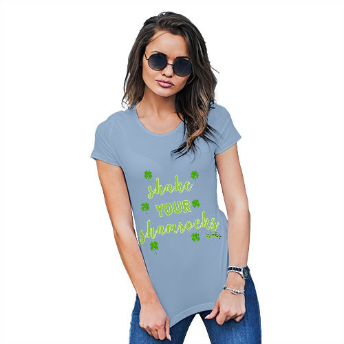 Funny Tshirts For Women Shake Your Shamrocks Green Women's T-Shirt Large Sky Blue