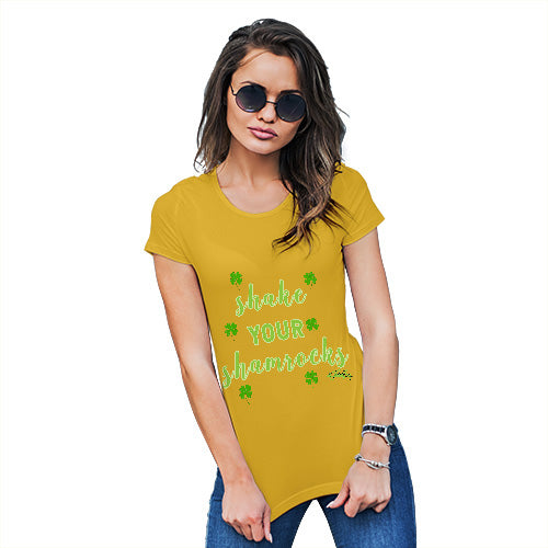 Womens Novelty T Shirt Shake Your Shamrocks Green Women's T-Shirt Small Yellow