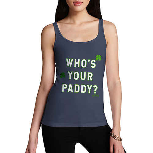Womens Novelty Tank Top Who's Your Paddy  Women's Tank Top Small Navy