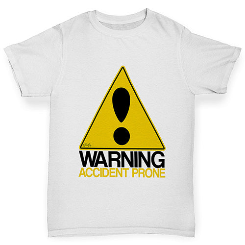 Girls Funny T Shirt Warning Accident Prone Girl's T-Shirt Age 5-6 White