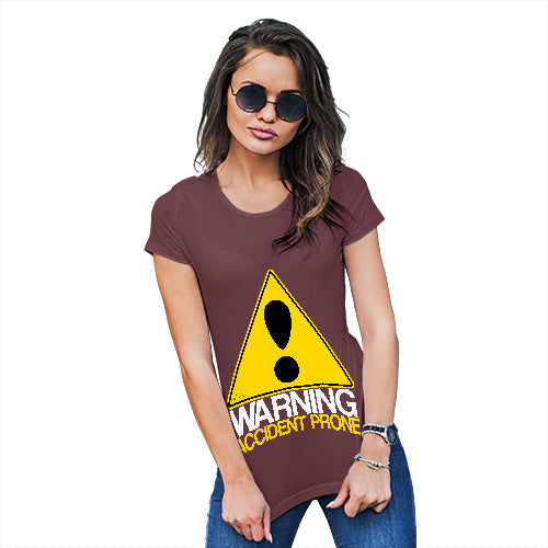 Funny Gifts For Women Warning Accident Prone Women's T-Shirt X-Large Burgundy