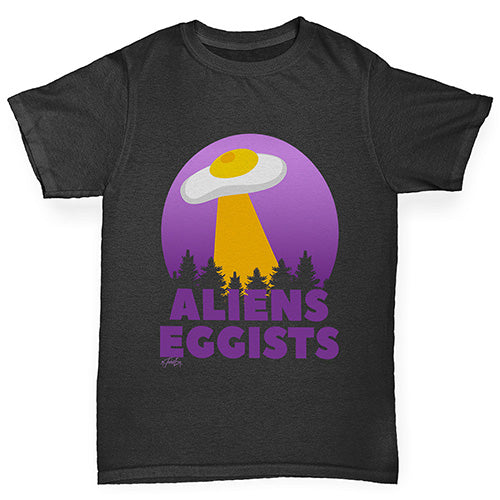 Kids Funny Tshirts Aliens Eggists Boy's T-Shirt Age 7-8 Black