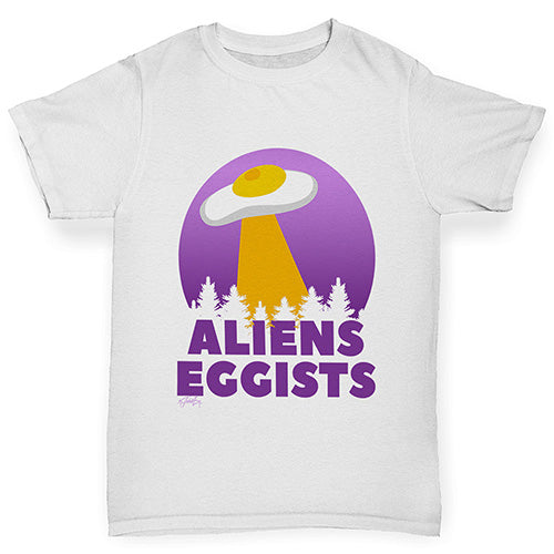 Novelty Tees For Boys Aliens Eggists Boy's T-Shirt Age 5-6 White