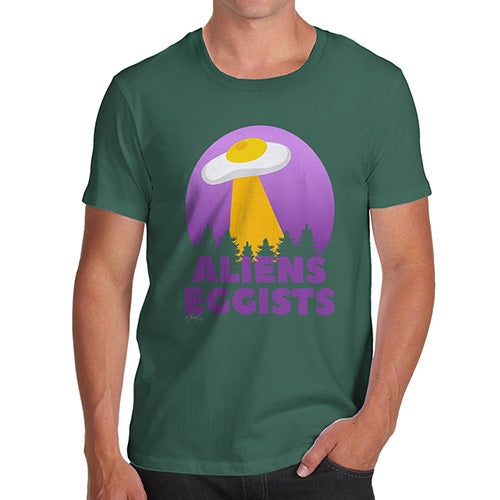 Novelty T Shirt Christmas Aliens Eggists Men's T-Shirt Large Bottle Green