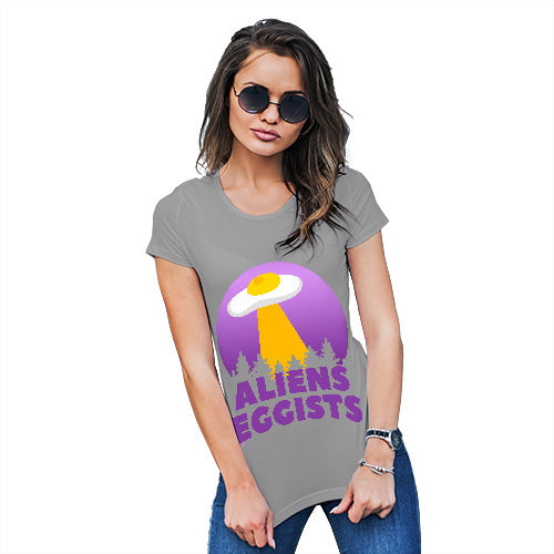 Funny T Shirts Aliens Eggists Women's T-Shirt Small Light Grey