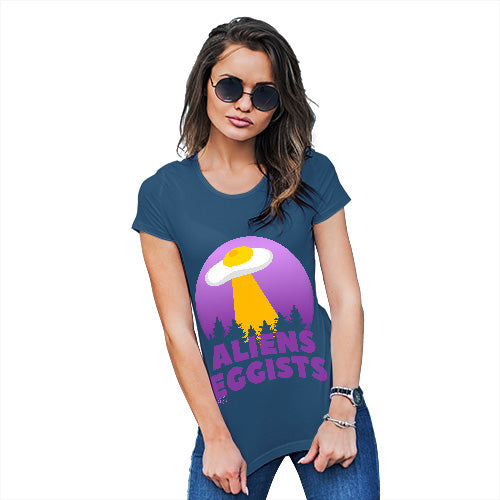 Novelty T Shirt Aliens Eggists Women's T-Shirt Small Royal Blue