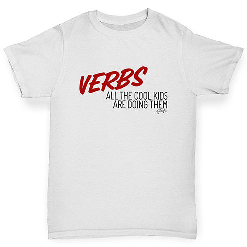 Boys novelty tees Verbs Cool Kids Are Doing Them Boy's T-Shirt Age 9-11 White