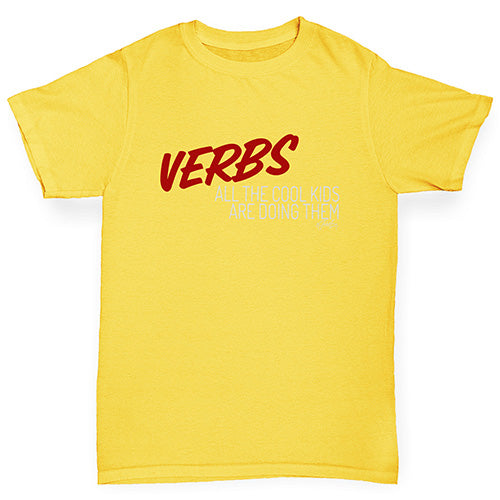Girls funny tee shirts Verbs Cool Kids Are Doing Them Girl's T-Shirt Age 12-14 Yellow
