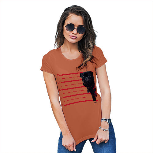 Funny Shirts For Women Black Pug Mugshot Women's T-Shirt Small Orange