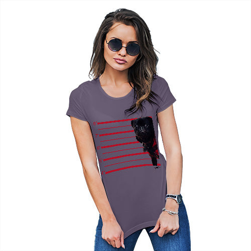 Funny Shirts For Women Black Pug Mugshot Women's T-Shirt Small Plum