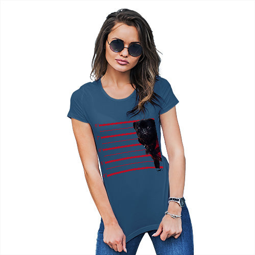 Funny Shirts For Women Black Pug Mugshot Women's T-Shirt X-Large Royal Blue