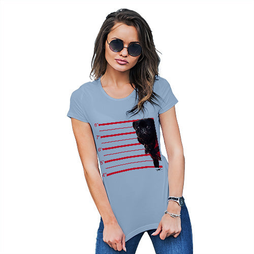 Novelty Gifts For Women Black Pug Mugshot Women's T-Shirt X-Large Sky Blue