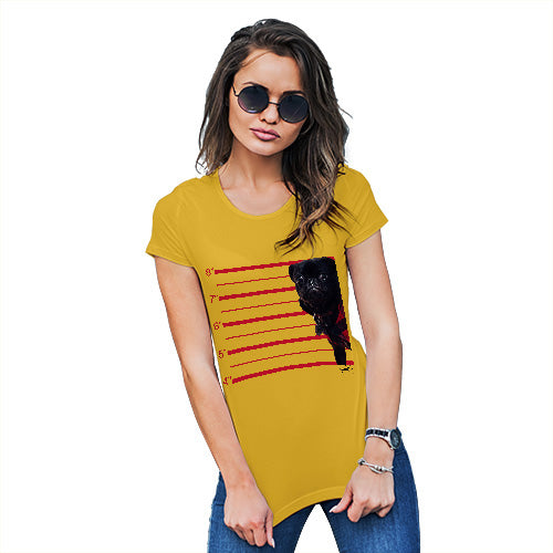 Novelty Tshirts Women Black Pug Mugshot Women's T-Shirt Small Yellow
