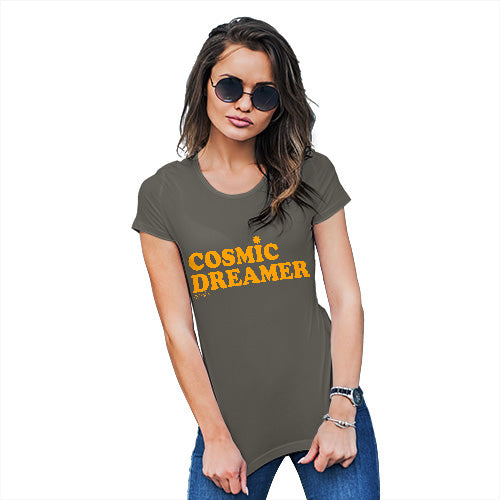 Novelty T Shirt Cosmic Dreamer Women's T-Shirt Medium Khaki