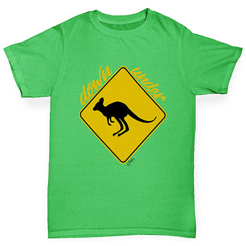 Boys novelty tees Kangaroo Down Under Boy's T-Shirt Age 3-4 Green