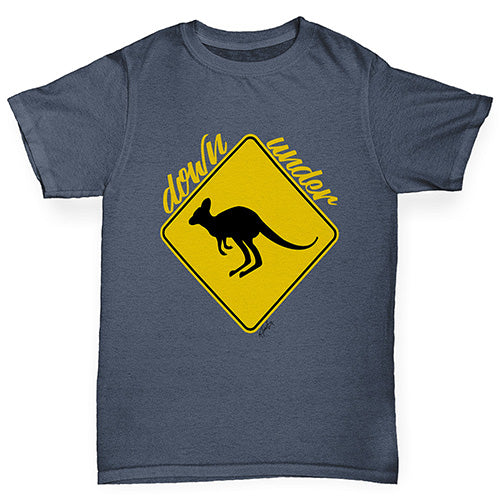 Boys Funny T Shirt Kangaroo Down Under Boy's T-Shirt Age 9-11 Dark Grey