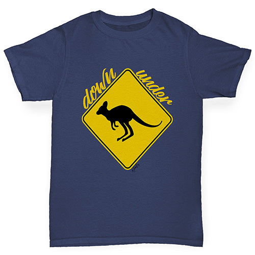 Boys novelty t shirts Kangaroo Down Under Boy's T-Shirt Age 5-6 Navy