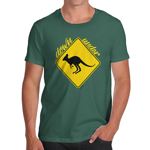 Novelty Tshirts Men Kangaroo Down Under Men's T-Shirt X-Large Bottle Green