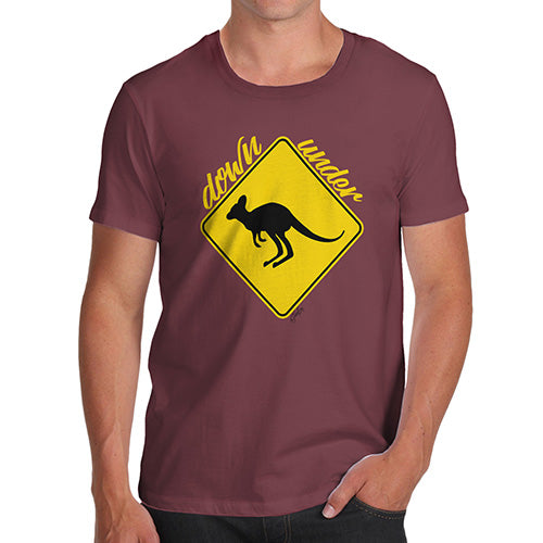 Novelty Tshirts Men Kangaroo Down Under Men's T-Shirt Small Burgundy
