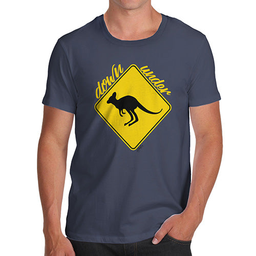 T-Shirt Funny Geek Nerd Hilarious Joke Kangaroo Down Under Men's T-Shirt Small Navy