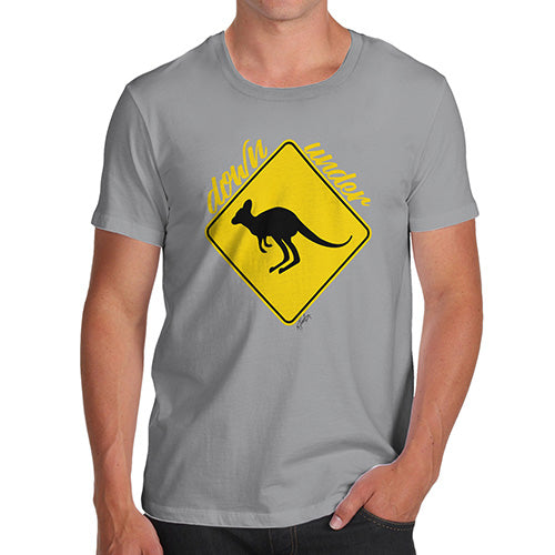 Funny T-Shirts For Men Kangaroo Down Under Men's T-Shirt X-Large Light Grey