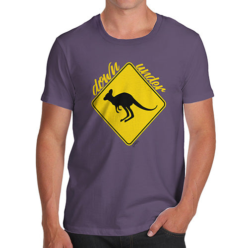 Funny T Shirts Kangaroo Down Under Men's T-Shirt Large Plum