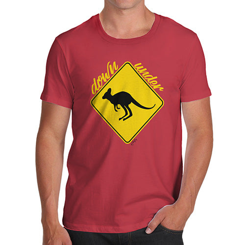 Funny Sarcasm T Shirt Kangaroo Down Under Men's T-Shirt Small Red