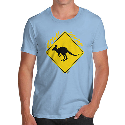 Funny Shirts For Men Kangaroo Down Under Men's T-Shirt Large Sky Blue