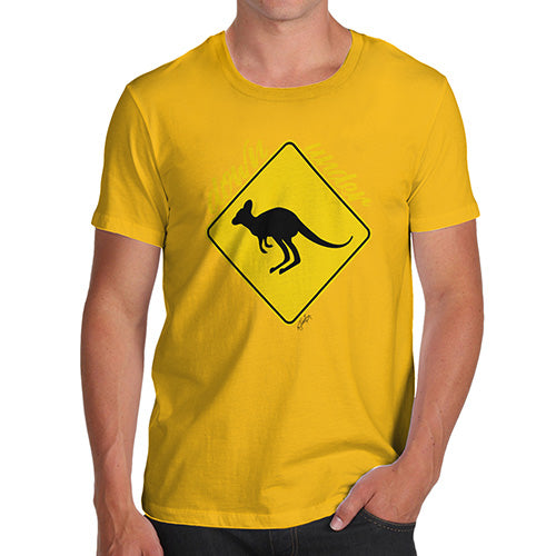 Novelty Tshirts Men Kangaroo Down Under Men's T-Shirt Medium Yellow