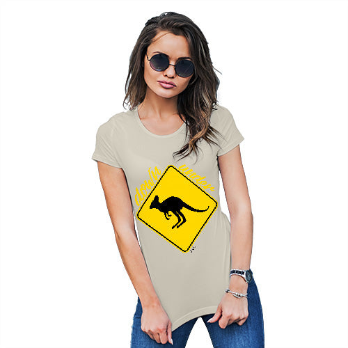 Funny T Shirts Kangaroo Down Under Women's T-Shirt X-Large Natural