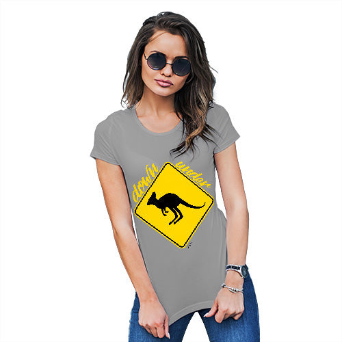 Funny T Shirts For Mom Kangaroo Down Under Women's T-Shirt X-Large Light Grey