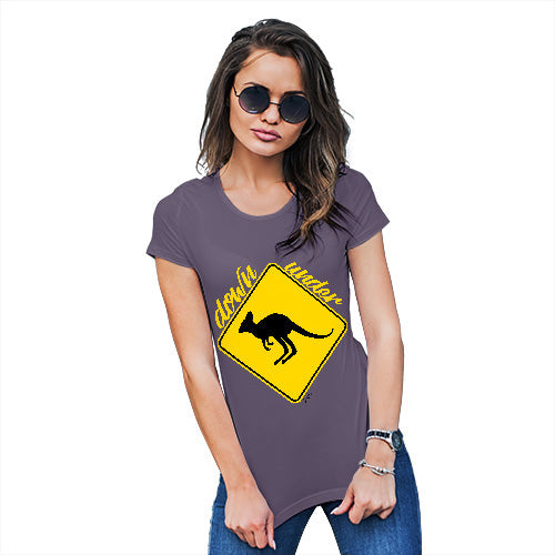 Funny T-Shirts For Women Kangaroo Down Under Women's T-Shirt Medium Plum