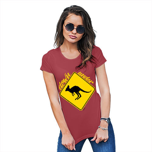 Funny Tshirts For Women Kangaroo Down Under Women's T-Shirt Large Red
