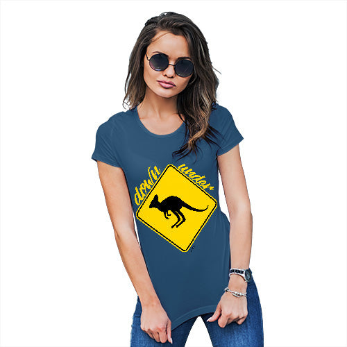 Novelty Tshirts Women Kangaroo Down Under Women's T-Shirt X-Large Royal Blue