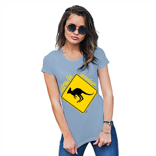Funny Sarcasm T Shirt Kangaroo Down Under Women's T-Shirt Small Sky Blue