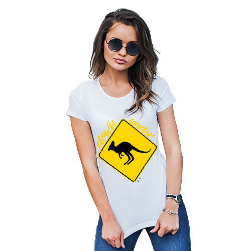 Funny T Shirts For Women Kangaroo Down Under Women's T-Shirt Small White