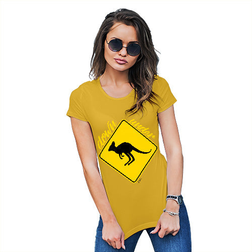 Funny T-Shirts For Women Sarcasm Kangaroo Down Under Women's T-Shirt Medium Yellow