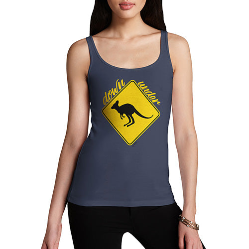 Funny Sarcasm Tank Top Kangaroo Down Under Women's Tank Top Large Navy