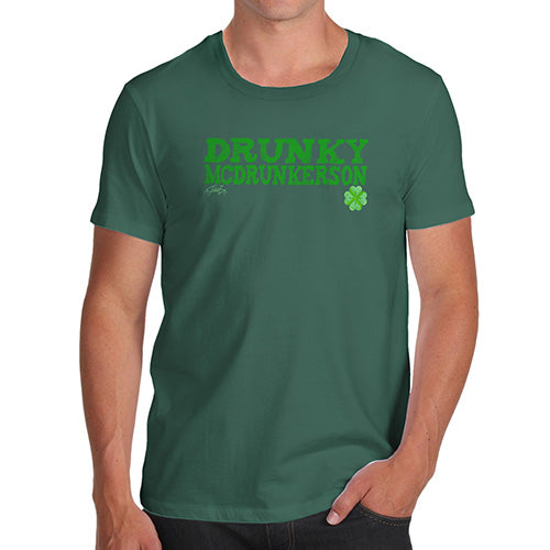 Funny T-Shirts For Men Sarcasm Drunky McDrunkerson Men's T-Shirt Medium Bottle Green