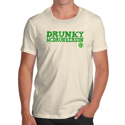 Novelty T Shirts Drunky McDrunkerson Men's T-Shirt Large Natural