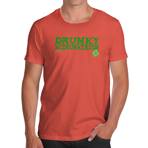 Novelty Gifts For Men Drunky McDrunkerson Men's T-Shirt Medium Orange